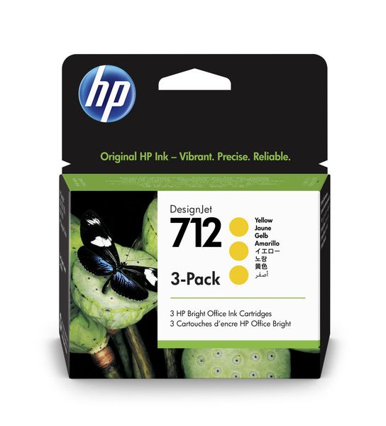 HP 712 Ink. náplň žltá, trojbalenie, 3ED79A