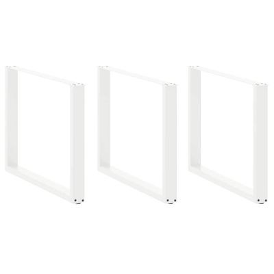 vidaXL Nohy k jedálenskému stolu v tvare U, 3 ks, biele, 100 x (72-73) cm, oceľové