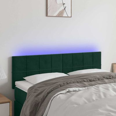 vidaXL Čelo postele s LED tmavozelené 144x5x78/88 cm zamat