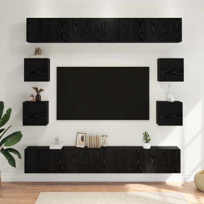 vidaXL Zostava TV skriniek 8 pcs 100 x 30 x 30 cm Čierny dub