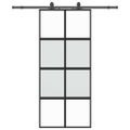 vidaXL Posuvné dvere s kovaním čierne 90x205 cm tvrdené sklo