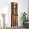vidaXL Highboard Staré drevo 34,5 x 34 x 180 cm Kompozitné drevo