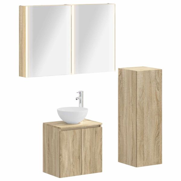 vidaXL Sada kúpeľňového nábytku 4 pcs Dub sonoma