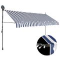 vidaXL Ručne zaťahovacia markíza s LED 400 cm, modro biela