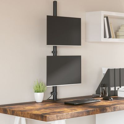 vidaXL Držiak na dva monitory čierny oceľový VESA 75/100 mm