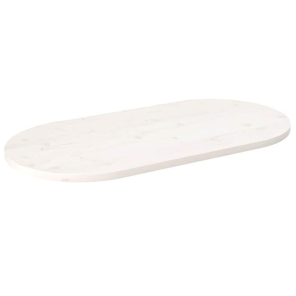 vidaXL Stolová doska biela 110x55x2,5 cm masívna borovica oválna