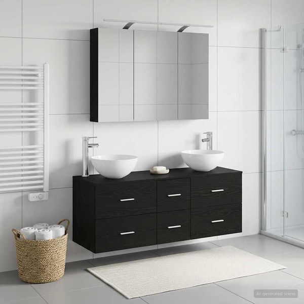 vidaXL Sada kúpeľňového nábytku 4 pcs Čierny dub