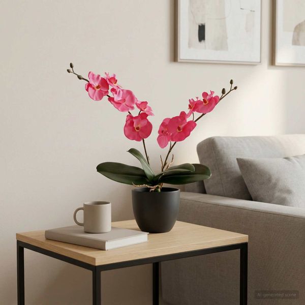 vidaXL Umelá rastlina orchidea Červená 36 x 10 x 30 cm