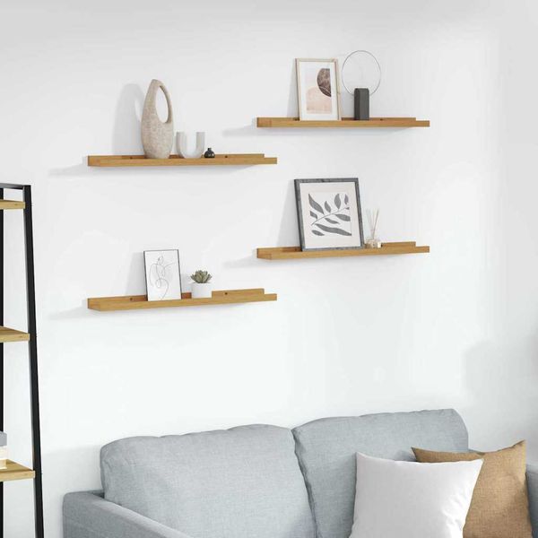 vidaXL Stenná polica 4 pcs Béžová 60 x 9 x 3 cm Kompozitné drevo