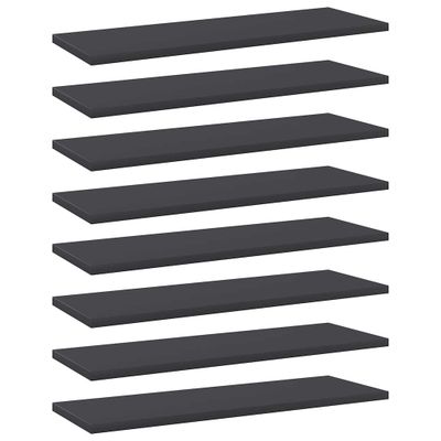 vidaXL Prídavné police 8 ks, sivé 60x20x1,5 cm, drevotrieska