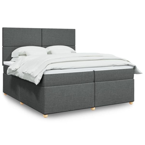vidaXL Boxspring posteľ s matracom tmavosivá 200x200 cm látka