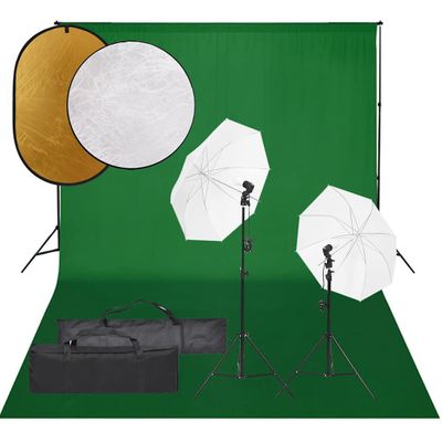 vidaXL Fotografické vybavenie s osvetlením, pozadím a reflektorom