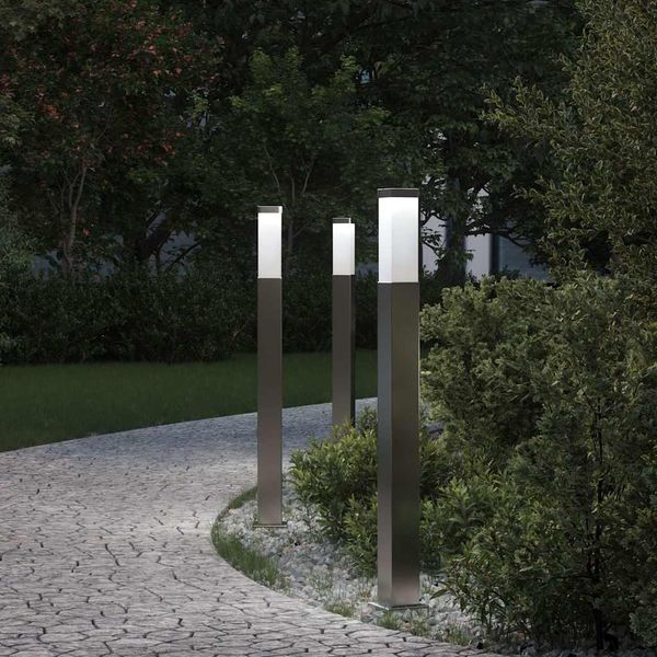 vidaXL Stĺpikové svietidlá 3 ks 80 cm nehrdzavejúca oceľ IP44