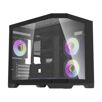 Počítačová skriňa Darflash FT418 + 6 ventilátorov aRGB (čierna)