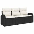 vidaXL Súprava záhradných pohoviek s vankúšom 3 pcs Čierna Poly ratan
