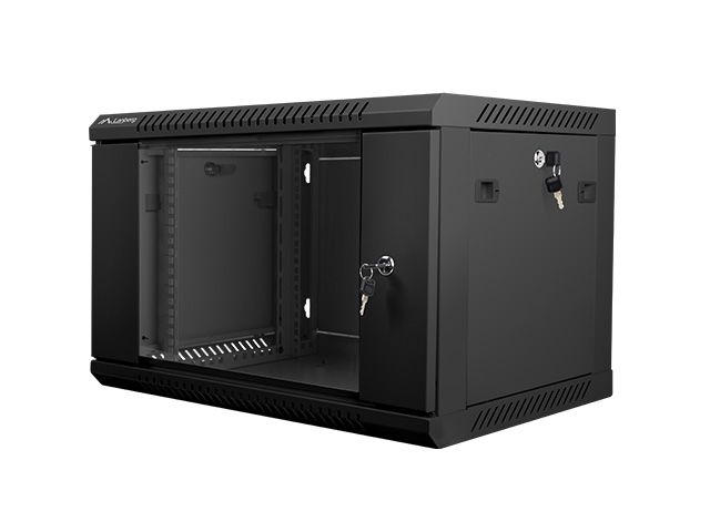 Nástenný rack 19'' 6U 600X450mm čierny flat pack
