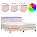 vidaXL Boxspring posteľ matrac a LED kapučínová 180x200 cm umelá koža