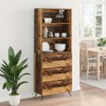 vidaXL Highboard Staré drevo 69,5 x 34 x 180 cm Kompozitné drevo