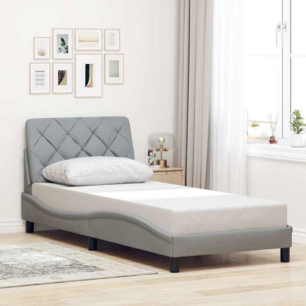 vidaXL Rám postele bez matraca bledosivý 90x190 cm látka