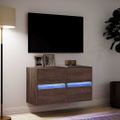 vidaXL TV nástenné skrinky s LED svetlami 2 ks hnedý dub 41x31x45 cm