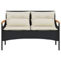 vidaXL Záhradná lavička s podložkami 116x62,5x74 cm čierna polyratan