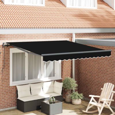 vidaXL Sklopná markíza Čierna 350 x 250 cm Polyester a hliník