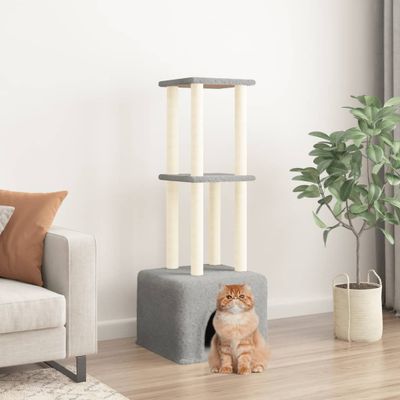 vidaXL Škrabadlo pre mačky so sisalovými stĺpikmi bledosivé 133,5 cm
