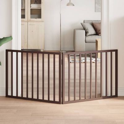 vidaXL Brána pre psa skladacia 2 panely hnedá 160 cm topoľové drevo