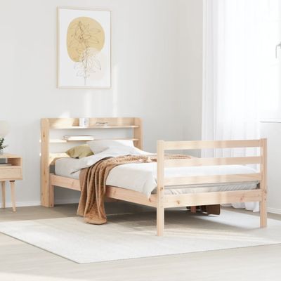 vidaXL Posteľný rám s čelom 100x200 cm borovicový masív