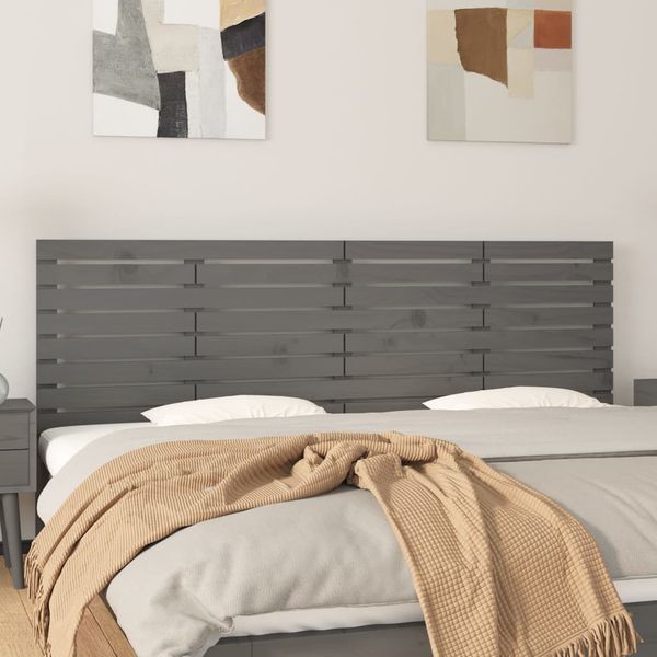 vidaXL Nástenné čelo postele sivé 206x3x63 cm masívna borovica