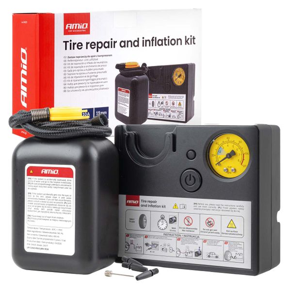 Sada pro opravu a huštění pneumatik 19mm 12V AMIO-04929