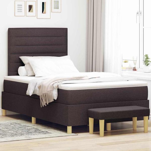 vidaXL Posteľ s pružinovým rámom Tmavo hnedá 200 x 120 cm látka