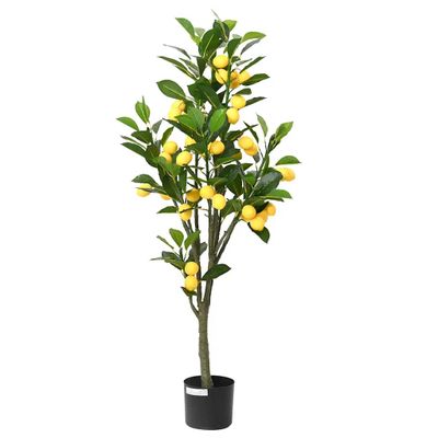 vidaXL Umelý citrónový strom 136 listov 120 cm zelený