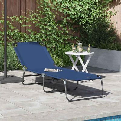 vidaXL Skladací lehátko Modrá 188 x 57 x 86,5 cm Polyester