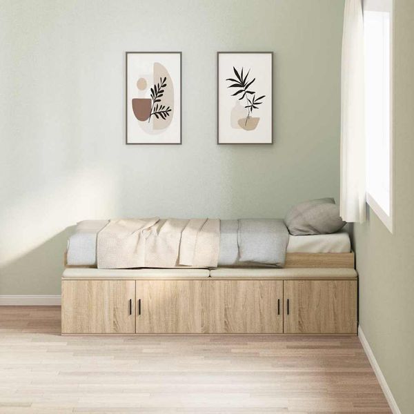 vidaXL Rám postele s dverami Sonoma dub 100 x 200 cm Kompozitné drevo