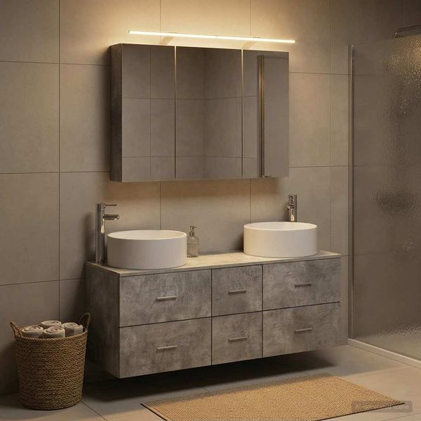 vidaXL Sada kúpeľňového nábytku 4 pcs Betónovo sivá