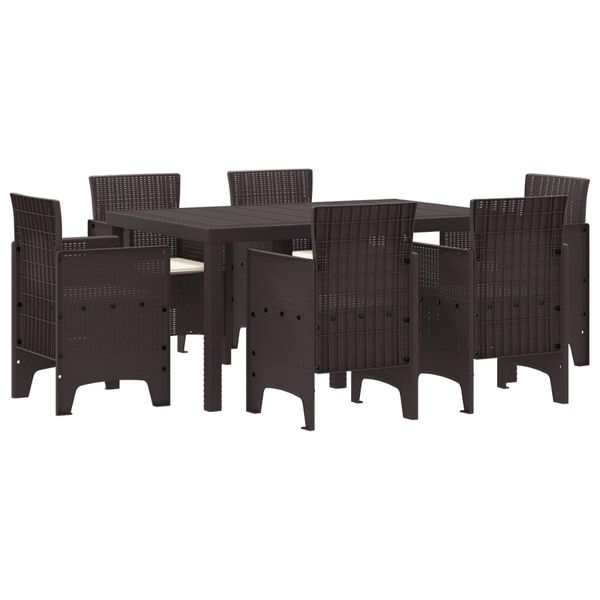 vidaXL Záhradný jedálenský set 7 pcs Hnedá Polt ratan