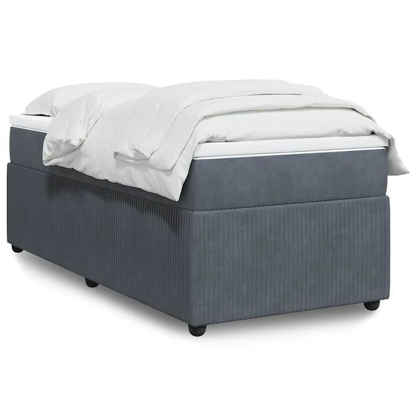 vidaXL Posteľný rám boxspring s matracom tmavosivý 80x200 cm zamat