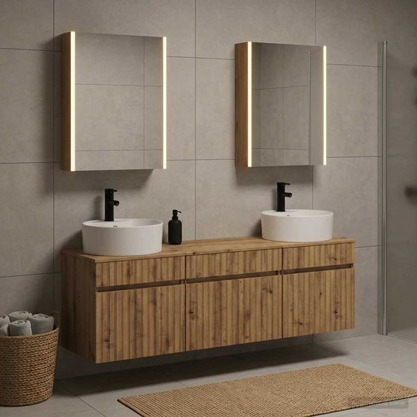 vidaXL Set kabinetov do kúpeľne 5 pcs Dub artisan 53 x 15,5 x 70 cm