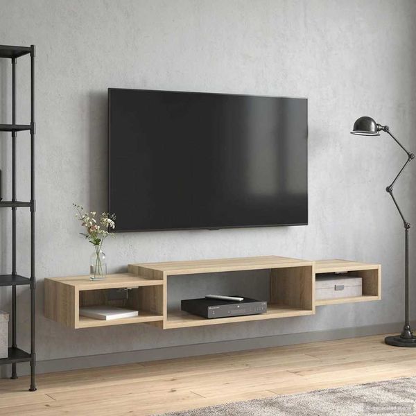 vidaXL Nástenný TV kabinet Nástenná montáž Dub sonoma 140 x 28 x 21 cm