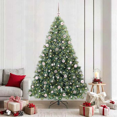 vidaXL Umelý vianočný stromček s 300 LED-i Zelená 210 cm PE a PVC