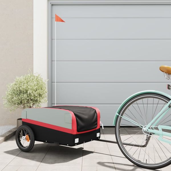 vidaXL Vozík za bicykel, čierno červený 30 kg, železo