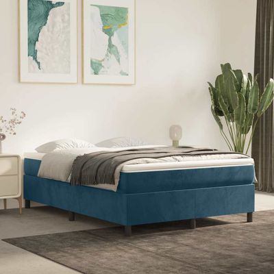vidaXL Posteľný rám s boxspringom tmavomodrá 140x190 cm zamat