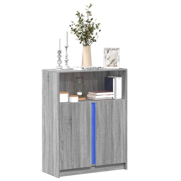 vidaXL Komoda s LED sivý dub sonoma 77x34x100 cm kompozitné drevo