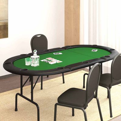 vidaXL Skladací pokrový stôl pre 10 hráčov zelený 207x106x76 cm
