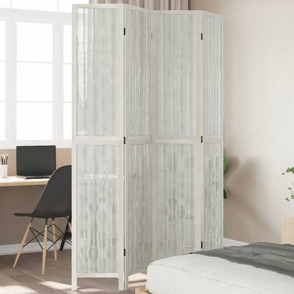 vidaXL Paraván 4 panely biely masívne drevo paulovnie