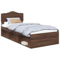vidaXL Rám postele Hnedý dub 90 x 190 cm Masívne borovicové drevo