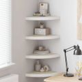 vidaXL Nástenné rohové police 4 ks dub a biele 35x35x3,8 cm MDF