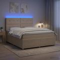 vidaXL LED boxspring posteľ s matracom Krémová 180 x 200 cm Látka