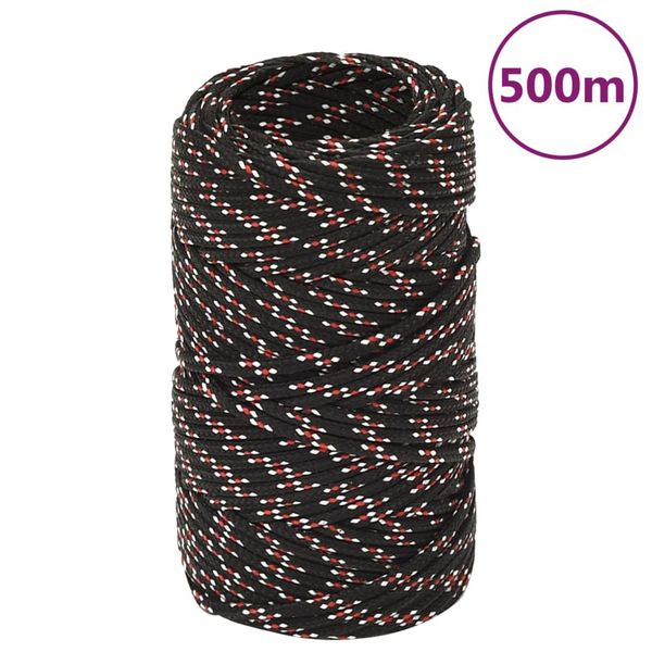 vidaXL Lodné lano čierne 2 mm 500 m polypropylén